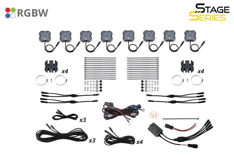 Diode Dynamics Stage Series SXS Rock Light Installer Kit - RGBW M8 w/Controller (8-pack) - Image 8